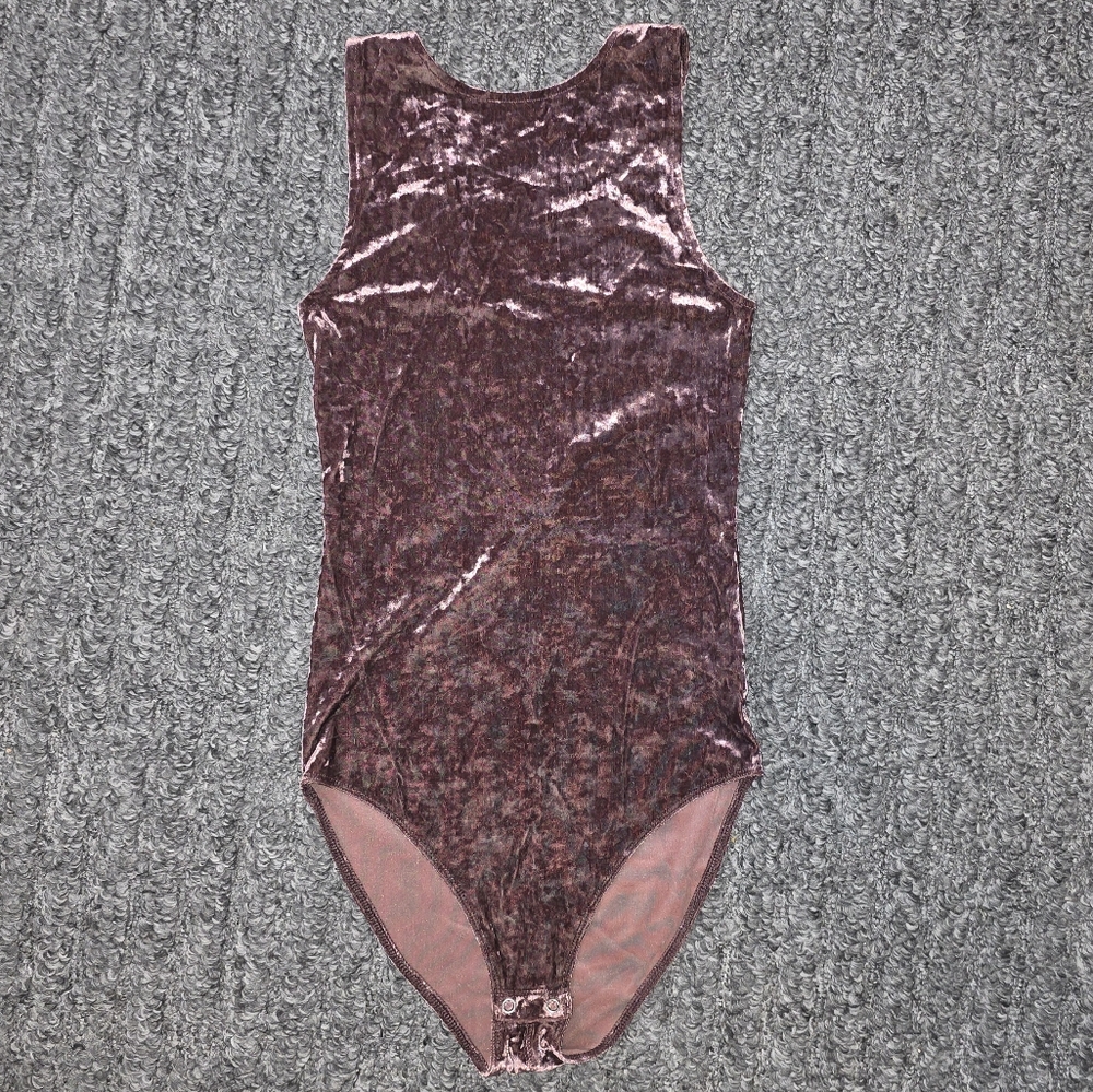 American Eagle Outfitters Pink Blush Bodysuit One Piece Crushed Velvet